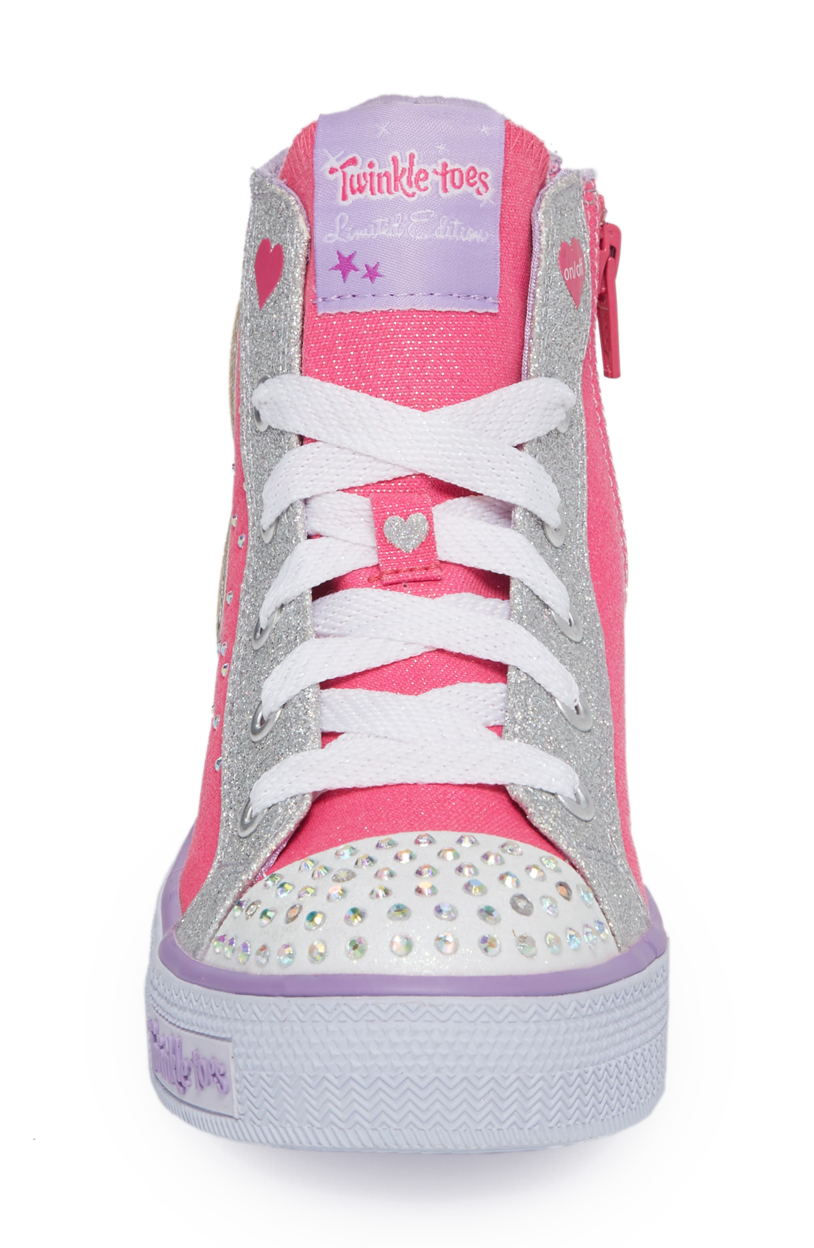 SKECHERS Twinkle Toes Shuffles Wonder Wings Light-Up High Top Sneaker, Alternate, color, 