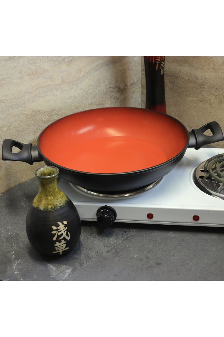 Terra-Cotta 3 Quart Aluminum Braiser Pan, Alternate, color, Black