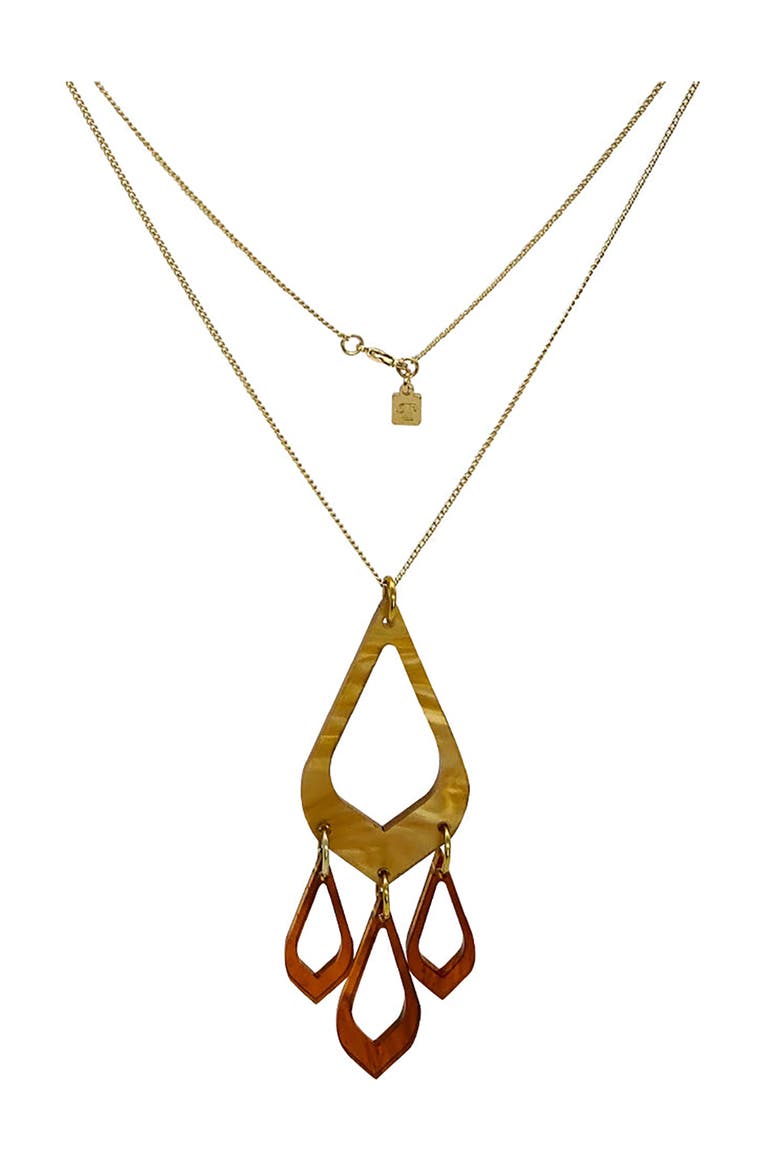 Feather Drop Pendant - Caramel Swirl & Tortoiseshell, Main, color, Caramel Swirl & Tortoiseshell
