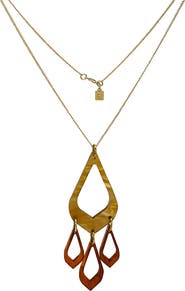 Toolally Feather Drop Pendant - Caramel Swirl & Tortoiseshell