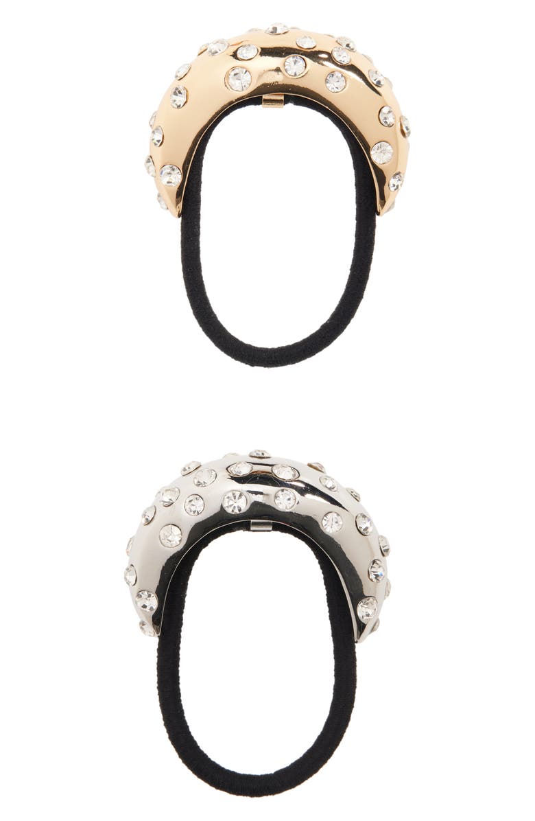 Tasha Assorted 2-Pack Crystal Embellished Ponytail Cuffs, Main, color, Gold Silver