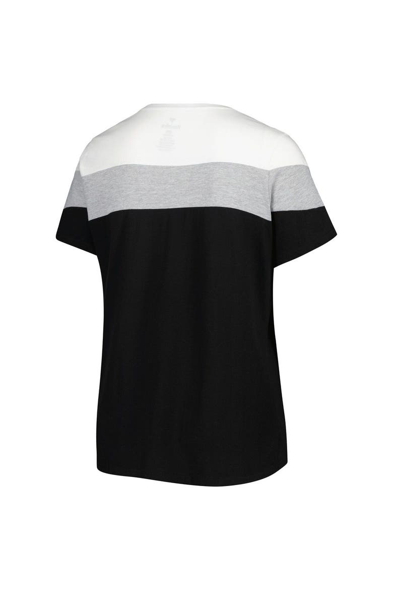 Women's White/Black Miami Marlins Plus Size Colorblock T-Shirt, Alternate, color, Black