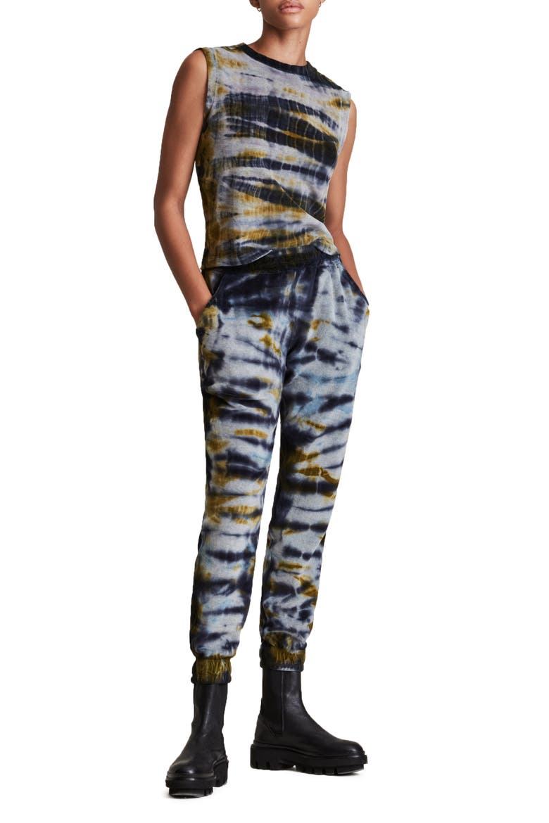 Imogen Velvet Tie Dye Tank, Alternate, color, KHAKI/ INK