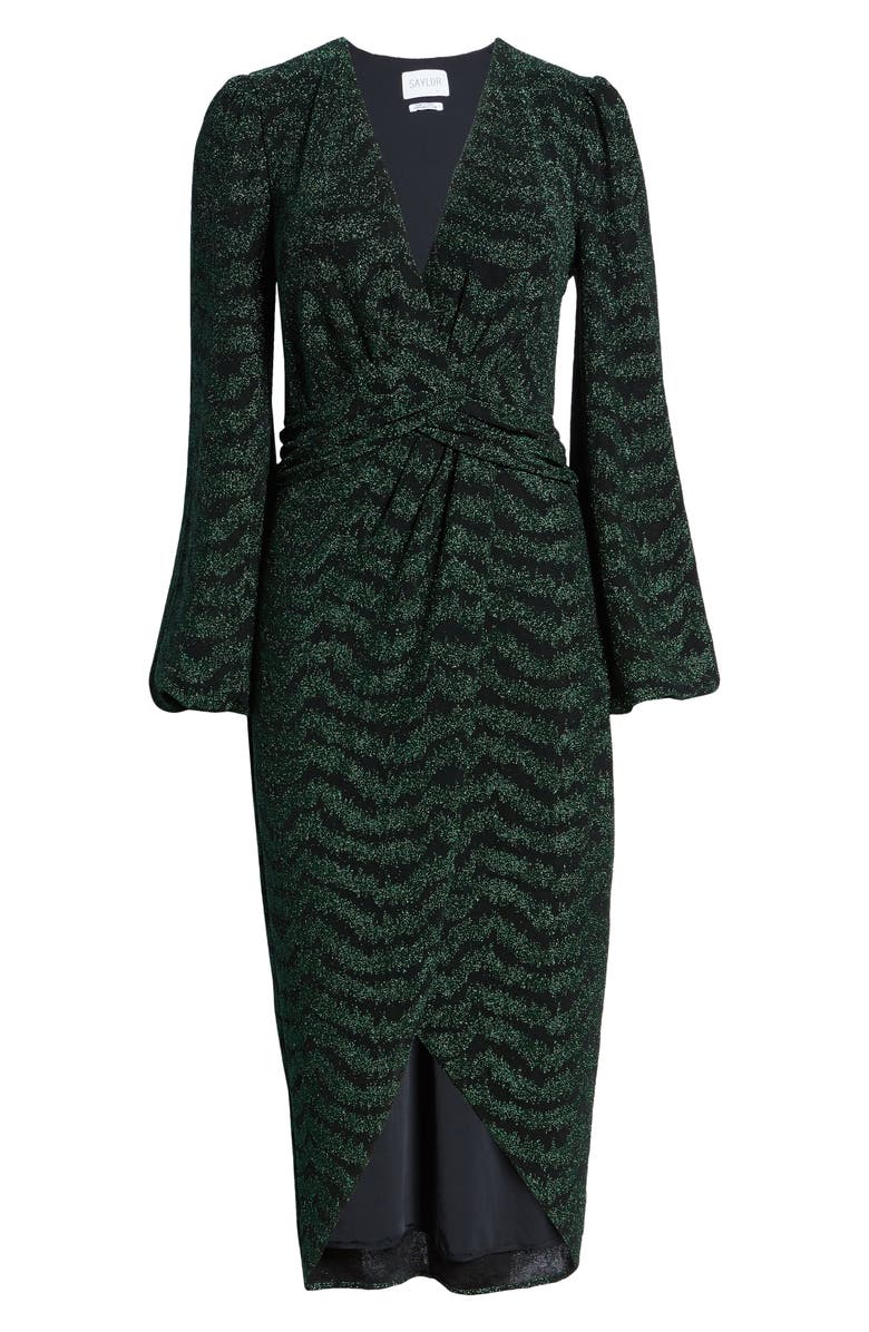 Saylor Camila Plunge Neck Long Sleeve Midi Dress, Alternate, color,