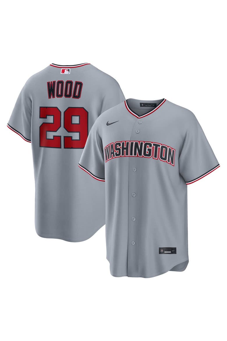 Men's Nike James Wood Gray Washington Nationals Road Replica Jersey, Main, color, Gray