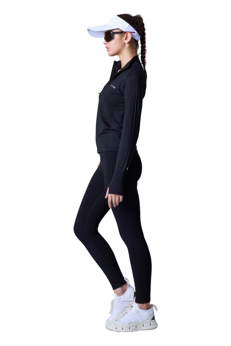 Tech Merino Classic Fit Half Zip Long Sleeve Base Layer, Alternate, color, Black