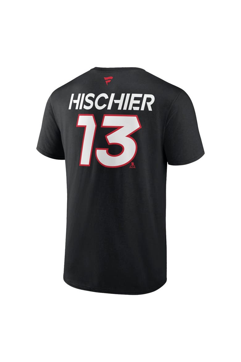 Men's Fanatics Branded Nico Hischier Black New Jersey Devils Authentic Pro Prime Name & Number T-Shirt, Alternate, color, Black