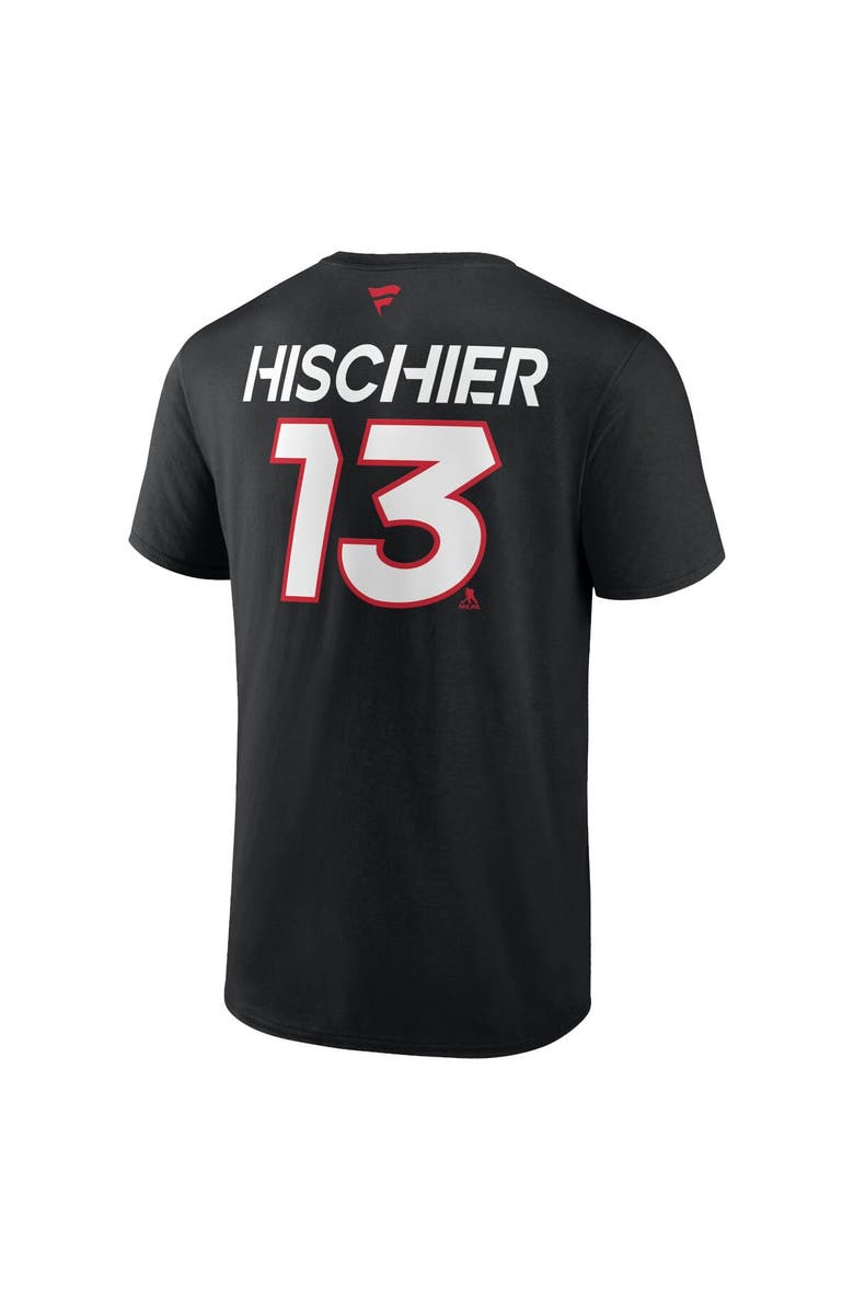 FANATICS Men's Fanatics Branded Nico Hischier Black New Jersey Devils Authentic Pro Prime Name & Number T-Shirt, Alternate, color, Black