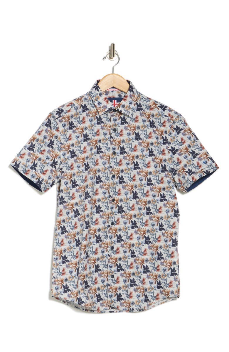 SOUL OF LONDON Short Sleeve Stretch Cotton Sport Shirt, Alternate, color, Blue/ Bleu