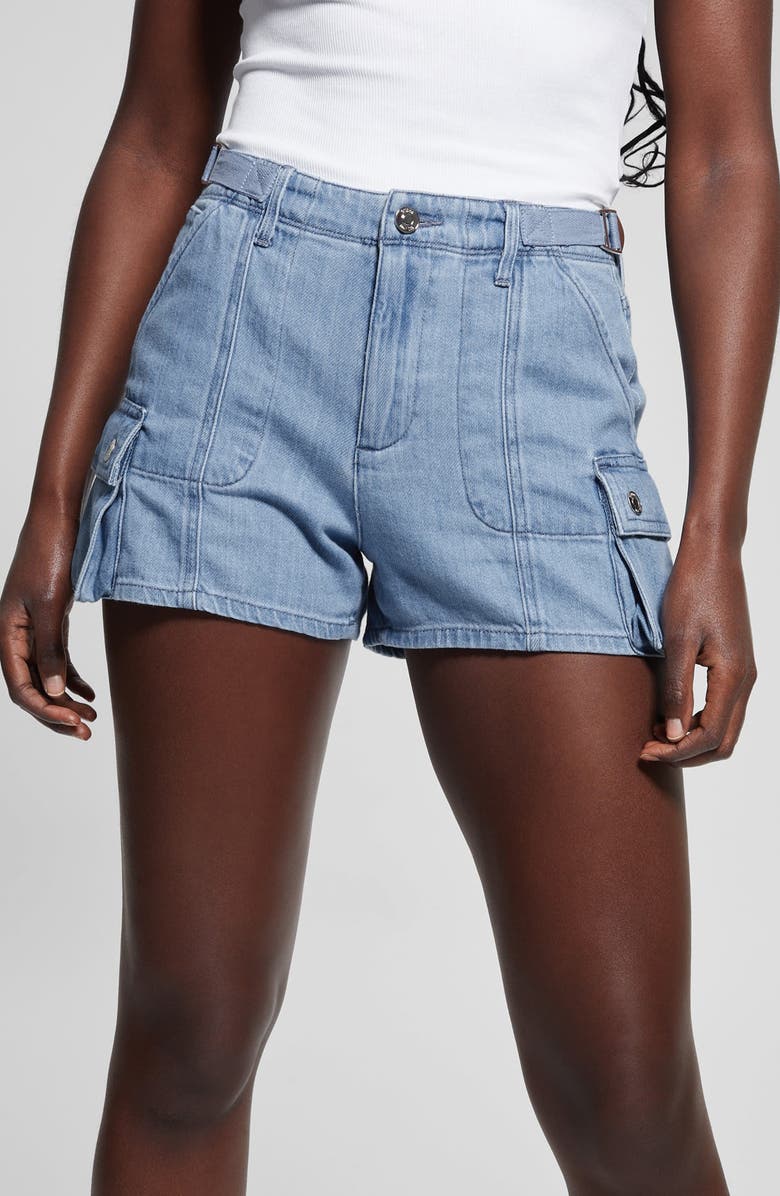 GUESS Amara Denim Cargo Shorts, Alternate, color, 