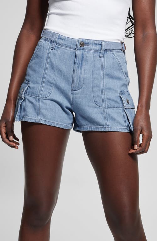 Guess Amara Denim Cargo Shorts In Logic
