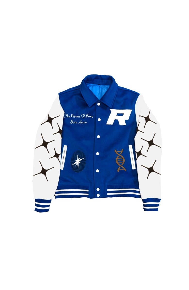RETROVERT Rebirth Varsity Jacket, Main, color, Blue