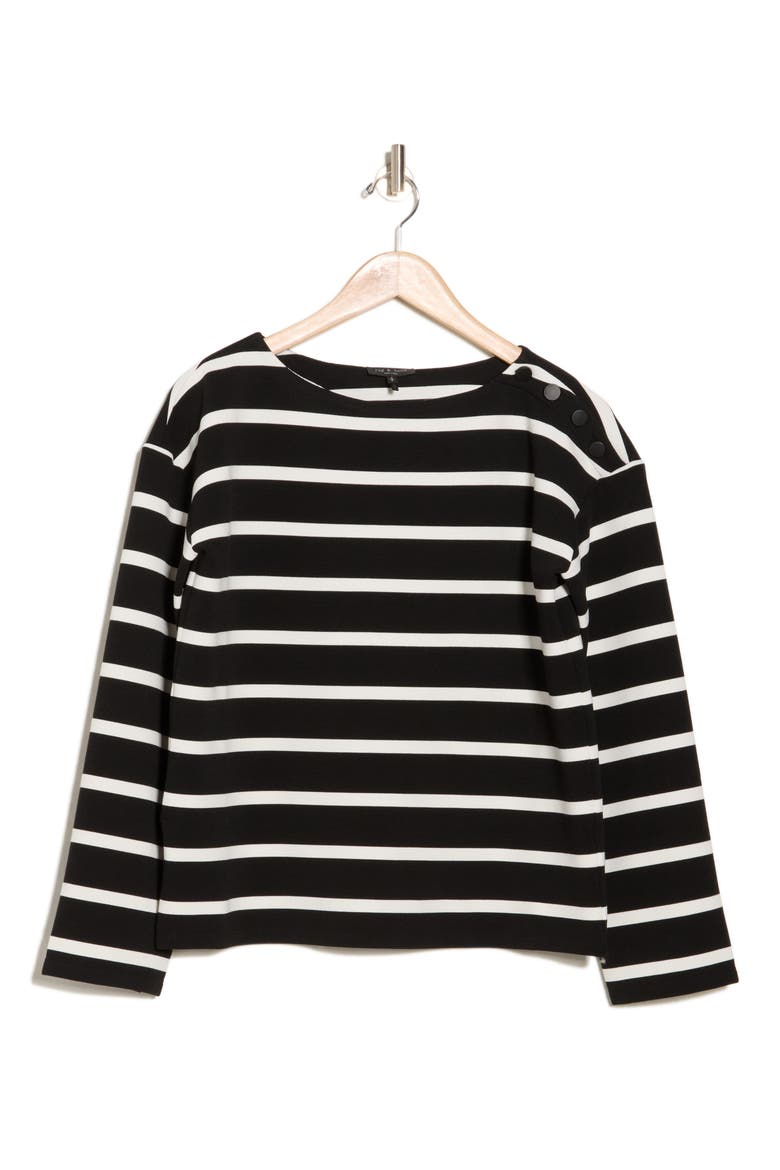 Irina Textured Stripe Long Sleeve Top, Main, color, BLACK/ WHITE