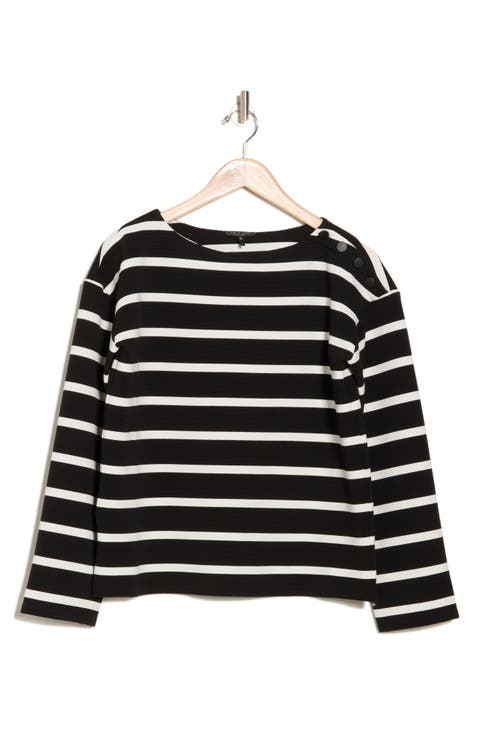 Irina Textured Stripe Long Sleeve Top