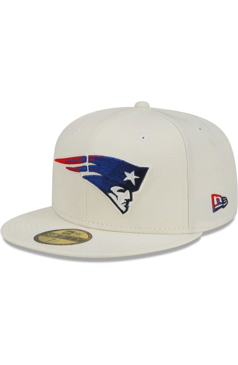 New Era Men's New Era Cream New England Patriots Chrome Color Dim 59FIFTY Fitted Hat, Main, color, 