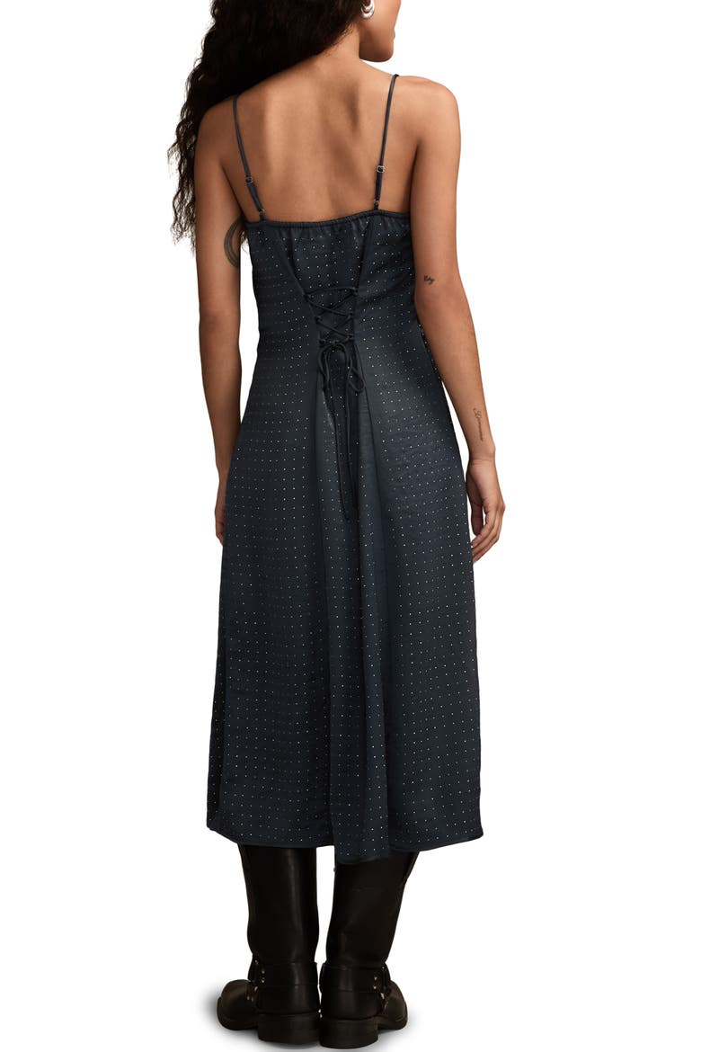 Embellished Button-Up Midi Dress, Alternate, color, BLUE
