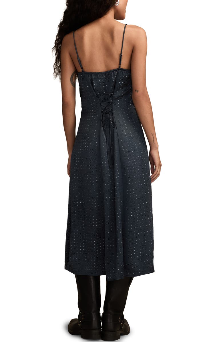 Lucky Brand Embellished Button-Up Midi Dress, Alternate, color, Blue