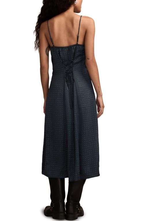 Lucky Brand Embellished Button-up Midi Dress In Blue