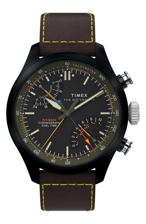 Waterbury Ace Fly-Back Chronograph Leather Strap Watch
