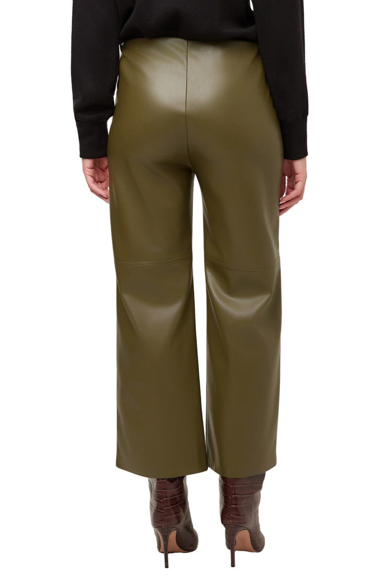 Faux Leather Cropped Wide Leg Pants, Alternate, color, MOSS