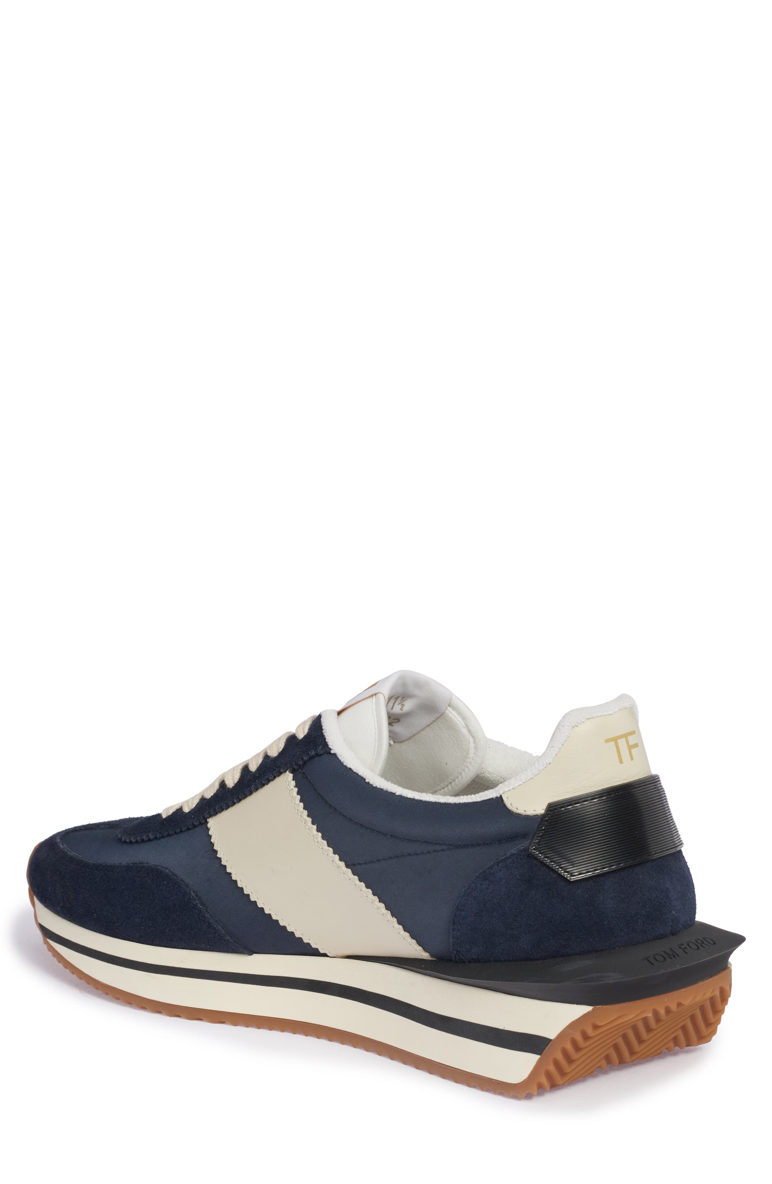 James Mixed Media Low Top Sneaker, Alternate, color, MIDNIGHT BLUE/ BEIGE/ CREAM