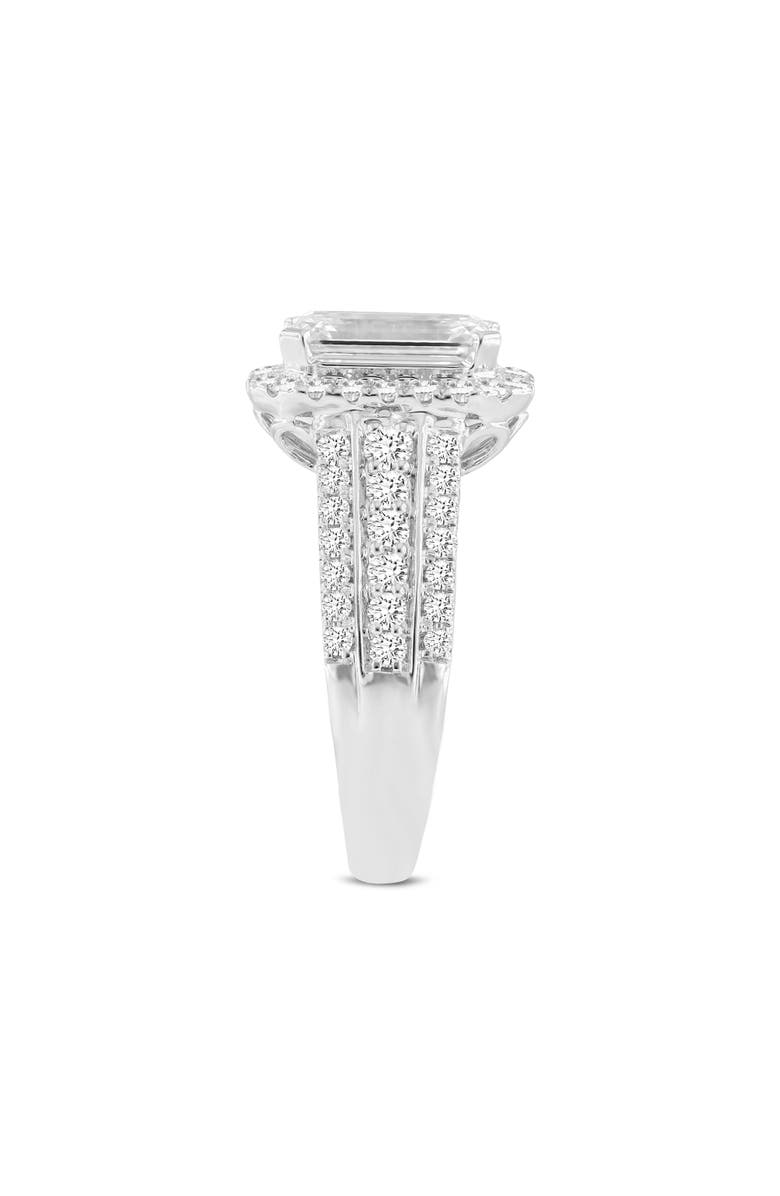 LuvMyJewelry Nare 14K White Gold Emerald Cut Lab Grown Diamond Halo Engagement Ring - 4 Ct, Alternate, color,