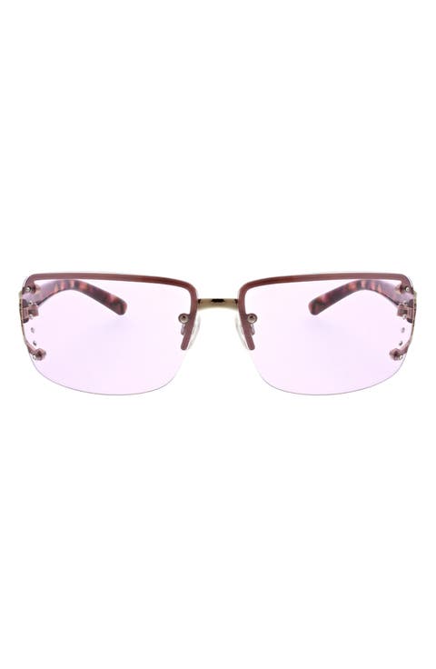 66mm Y2K Rimless Rectangle Sunglasses