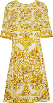 Dolce&Gabbana Majolica Stretch Silk Charmeuse Dress