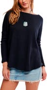 Free People Latte Blue Oversize Thermal Top