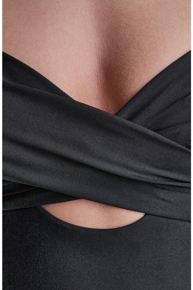 Keyhole Twist One-Piece Swimsuit, Alternate, color, BLACK