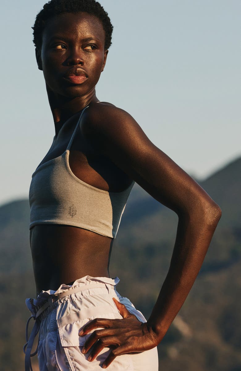 Free People FP Movement Tighten Up Mini Sports Bra, Alternate, color, Heather Grey