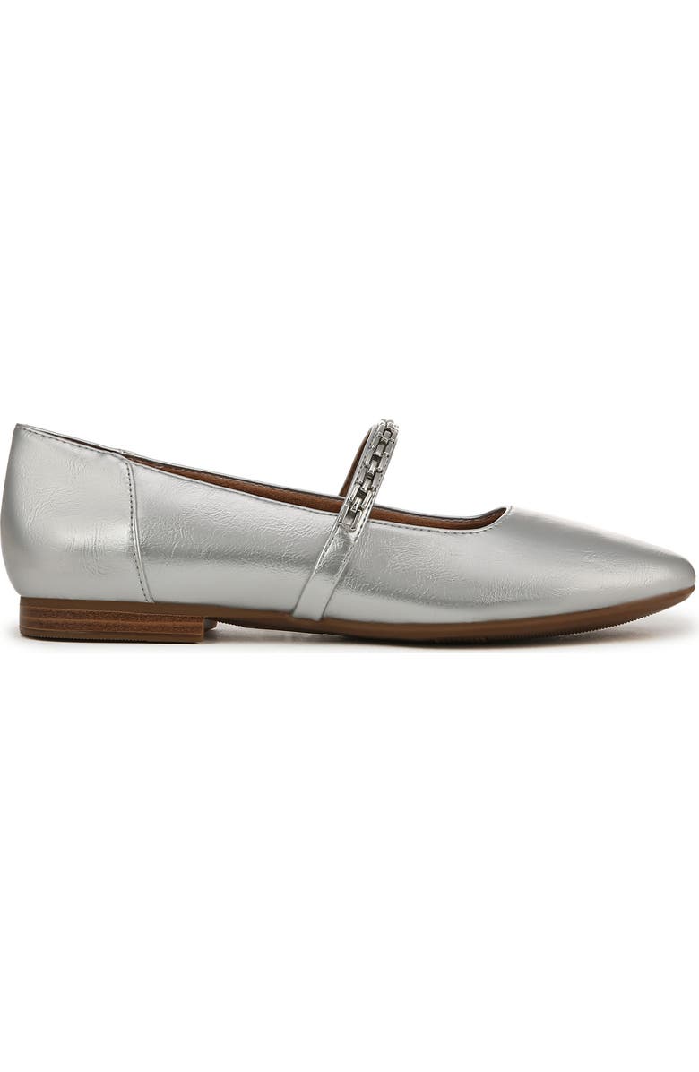 Naturalizer Kelly Chain Mary Jane Flat, Alternate, color, Silver Faux Leather