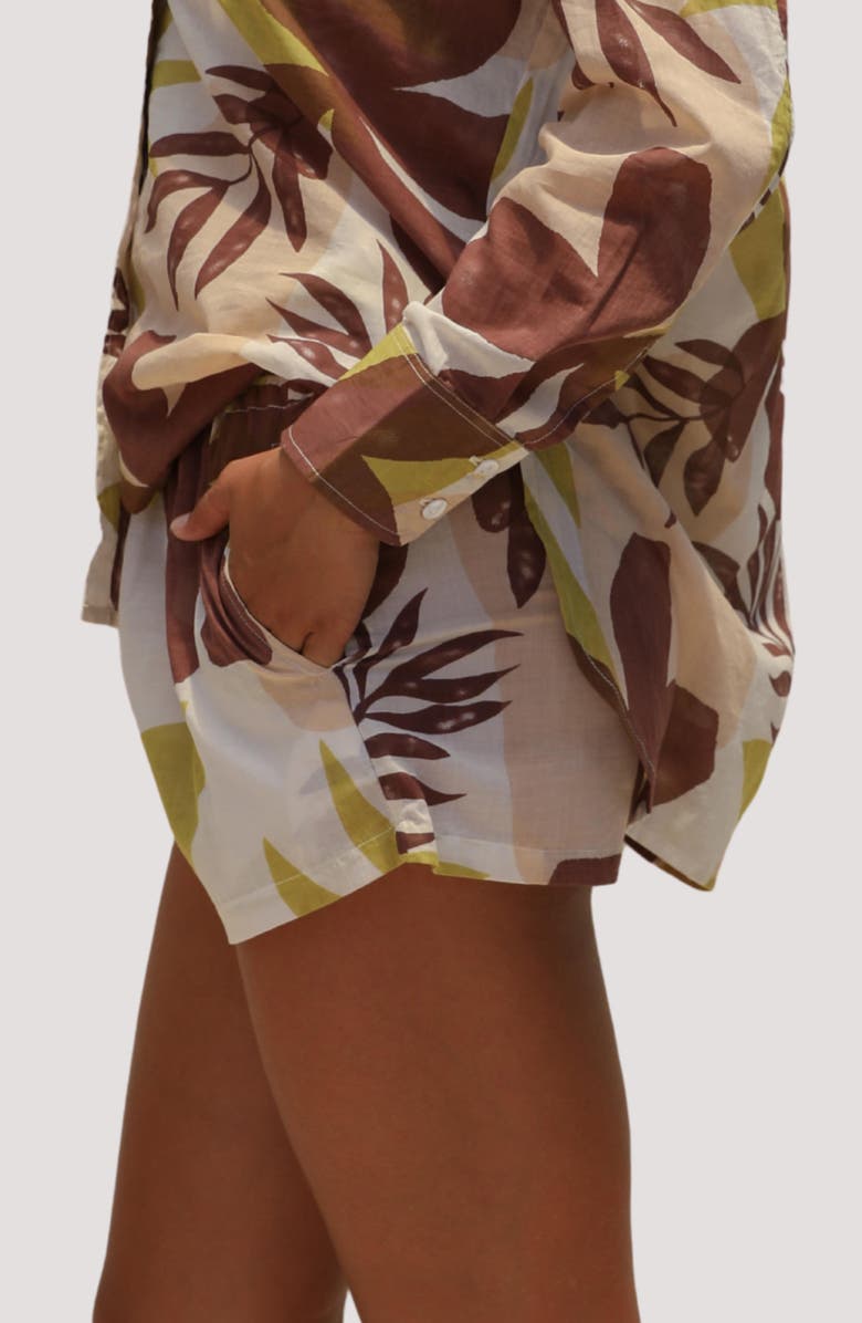 Stone Fox Leo Organic Cotton Cover-Up Shorts, Alternate, color, Tropical Tonal