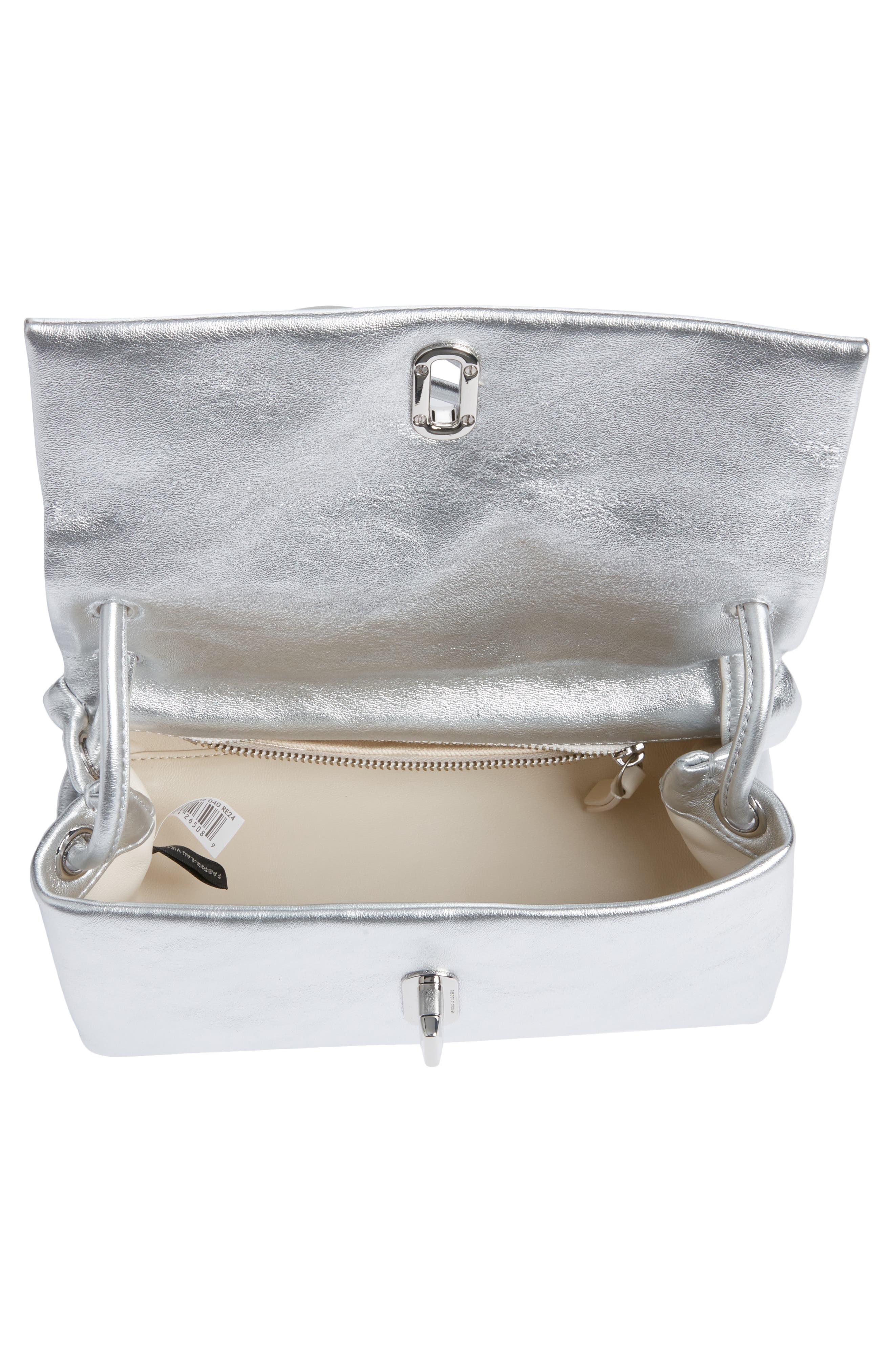 Marc Jacobs The Mini Dual Metallic Leather Handbag, Alternate, color, Silver