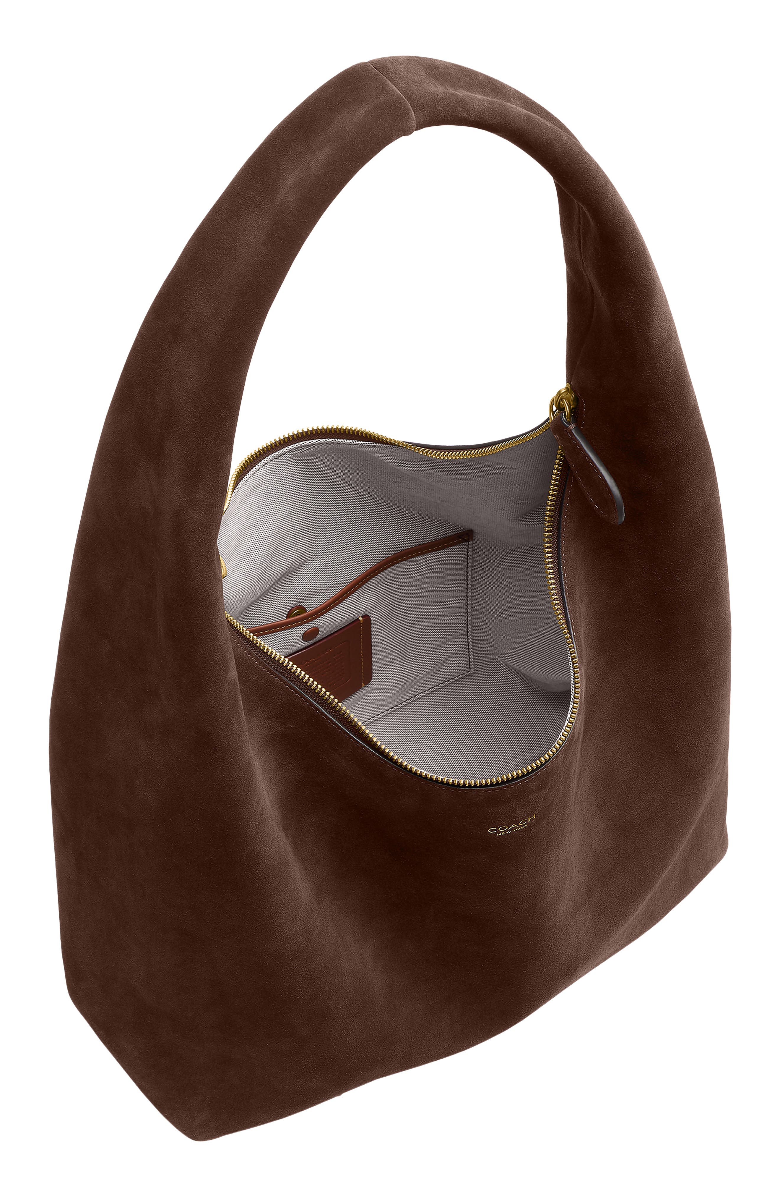 Pillow Brooklyn 34 Suede Shoulder Bag, Alternate, color, B4/ DARK CHOCOLATE