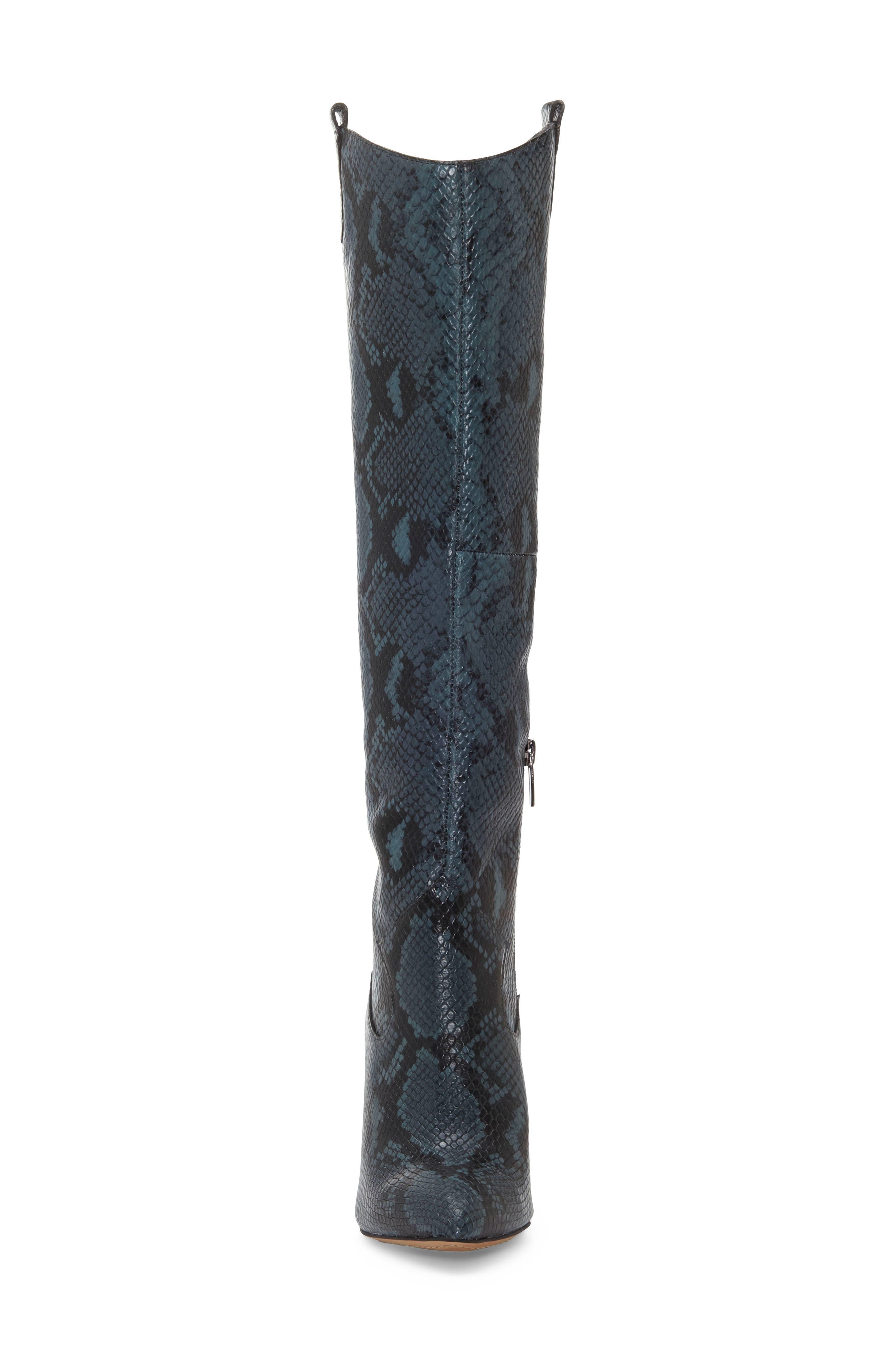 Kervana Croc Embossed Knee High Boot, Alternate, color, DARK TEAL LEATHER