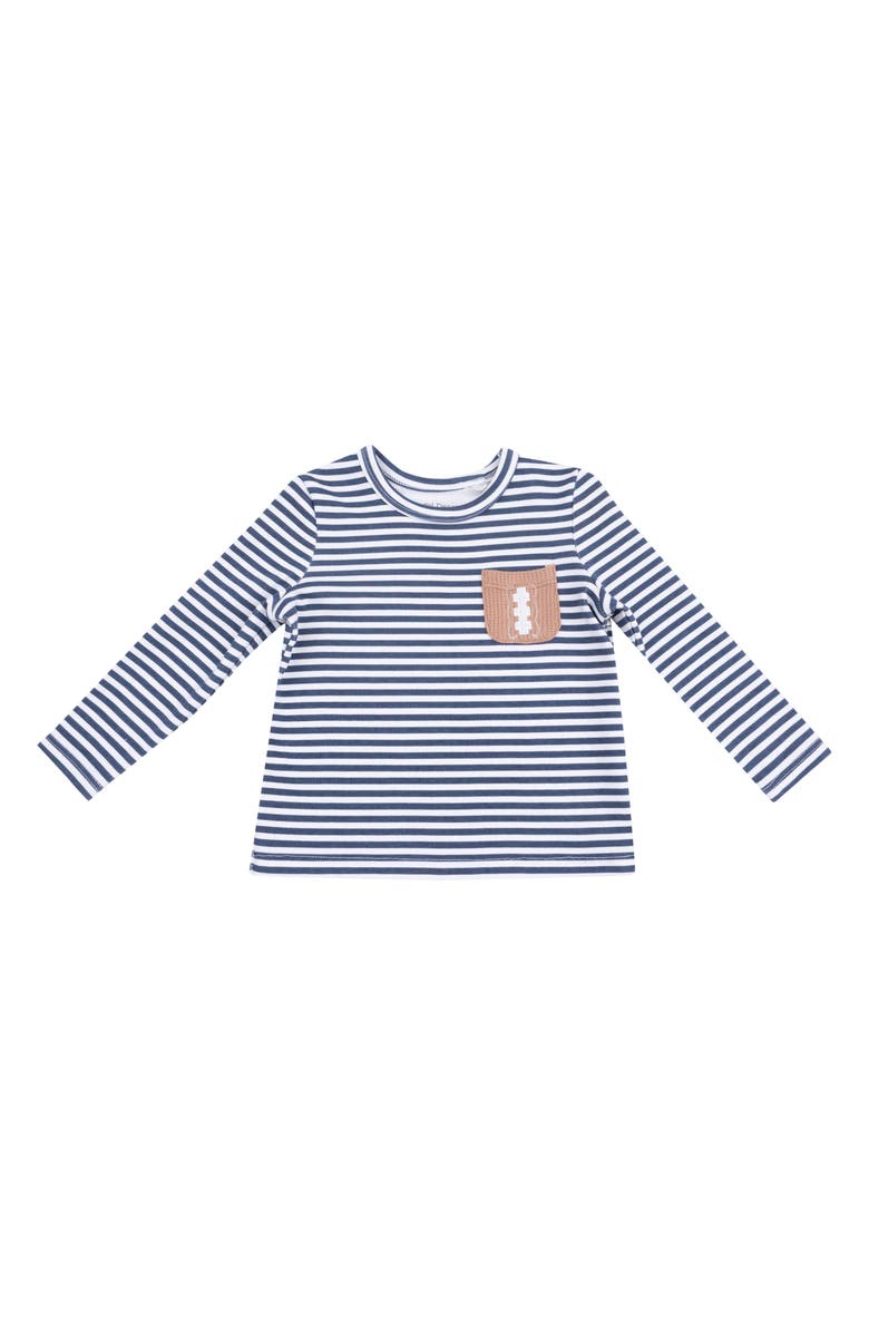 Angel Dear Kids' Striped Football T-Shirt, Main, color, Navy/ White