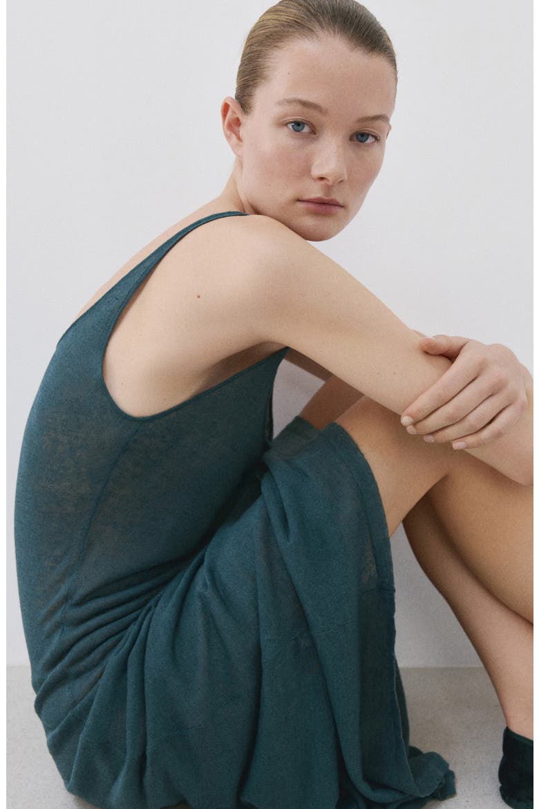 Linen Blend Midi Dress, Alternate, color, NIGHT BLUE