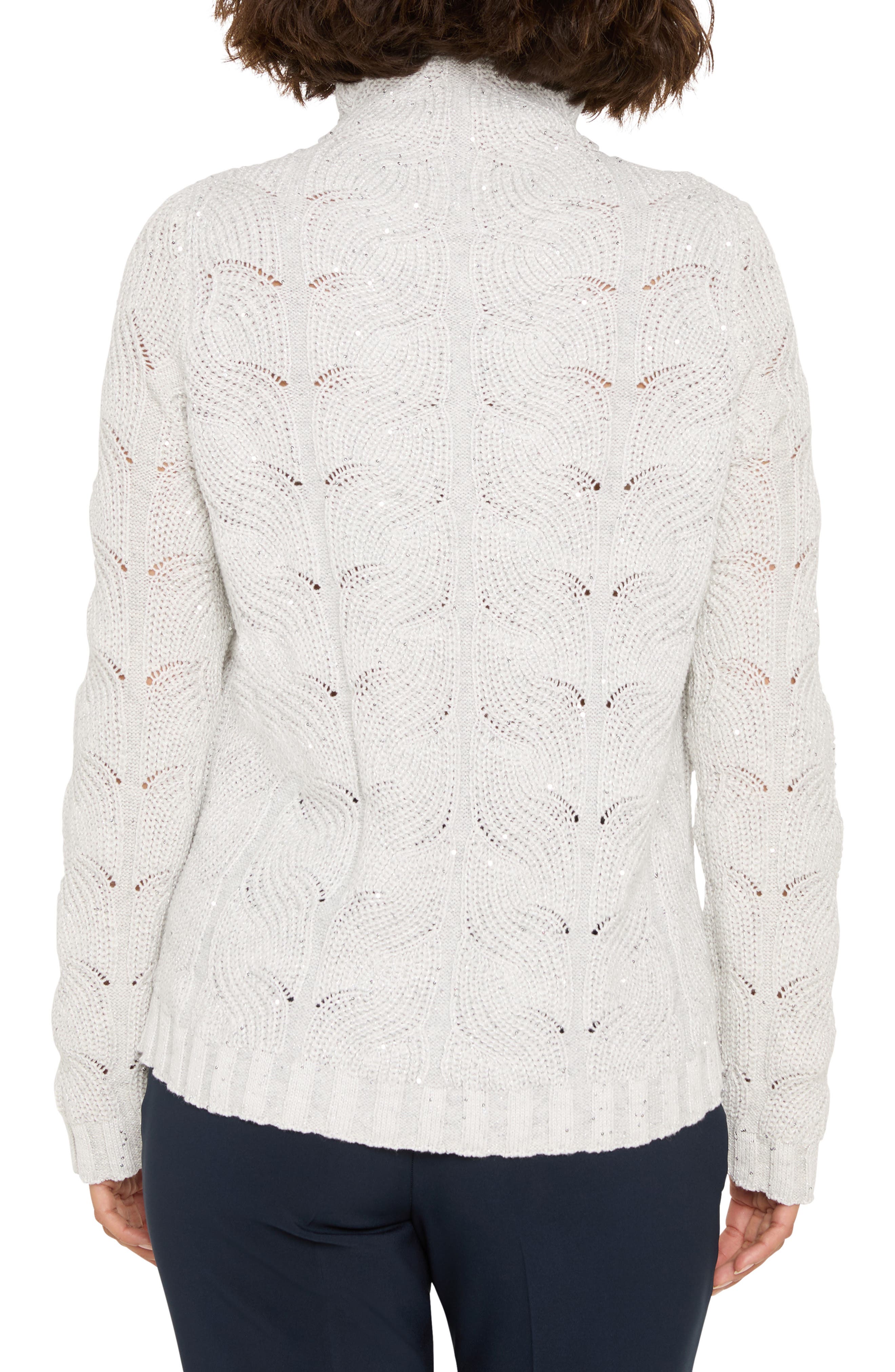 Sparkle Cable Stitch Cotton Blend Sweater - image 4