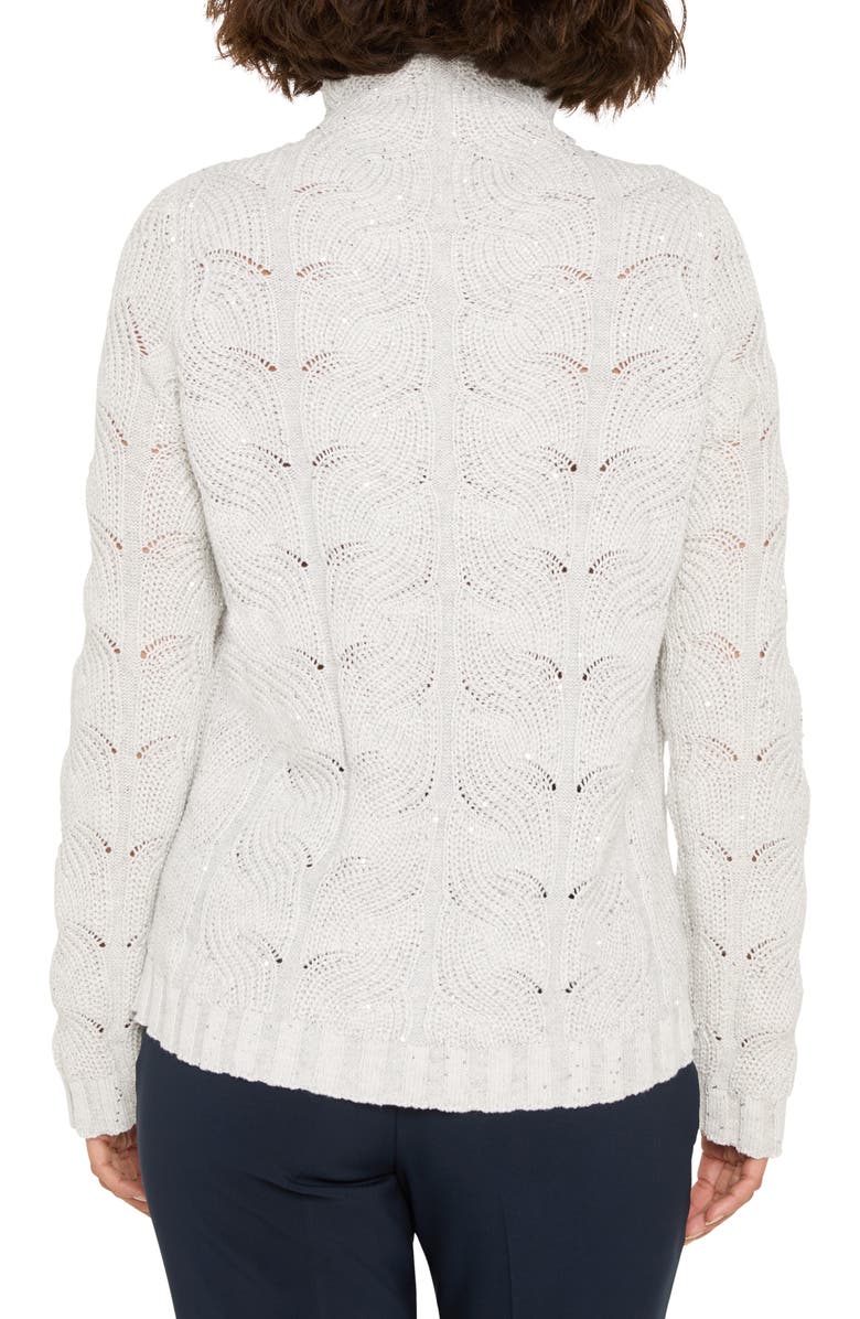 NIC+ZOE Sparkle Cable Stitch Cotton Blend Sweater, Alternate, color, Reflection