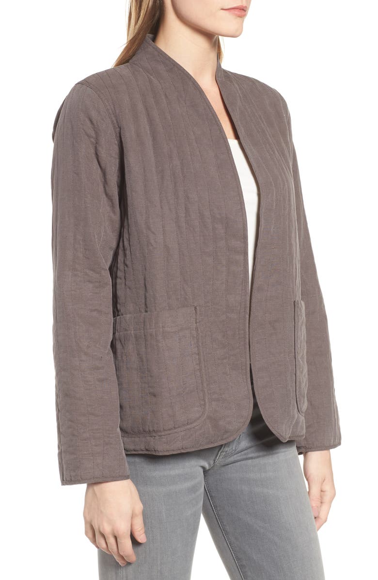Eileen Fisher High Collar Quilted Jacket, Alternate, color, 