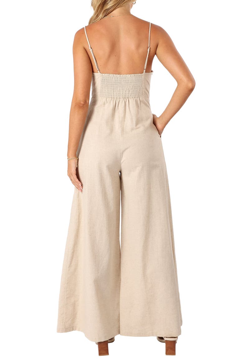Lila Wide Leg Cotton & Linen Jumpsuit, Alternate, color, OATMEAL