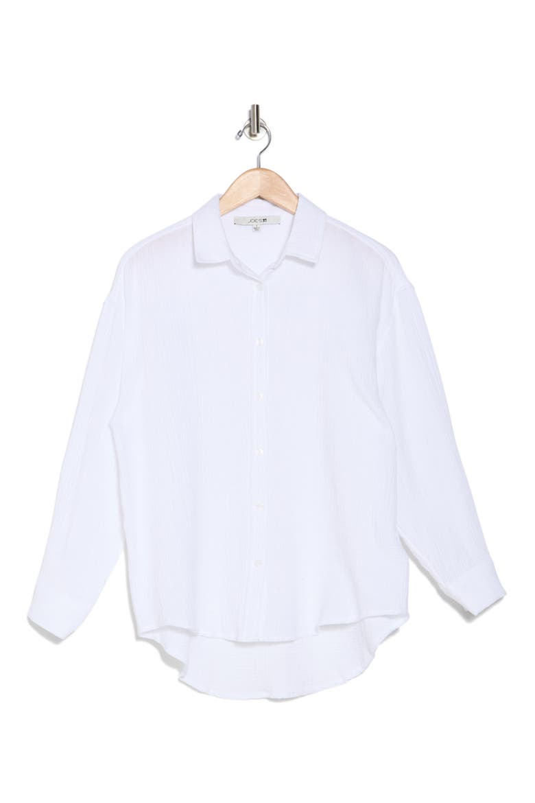 Gauze Boyfriend Button-Up Shirt, Alternate, color, WHITE