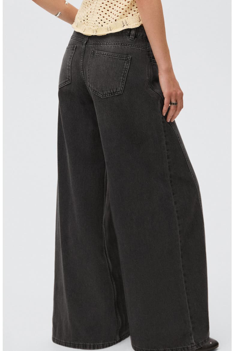 Seamed Low Rise Wide Leg Jeans, Alternate, color, BLACK DENIM