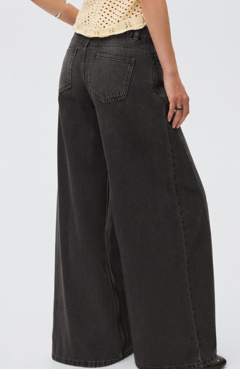 MANGO TEEN Seamed Low Rise Wide Leg Jeans, Alternate, color, Black Denim