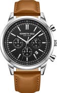 Kenneth Cole Dress Sport Leather Strap Watch, 45mm