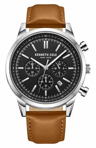Kenneth Cole Dress Sport Leather Strap Watch, 45mm