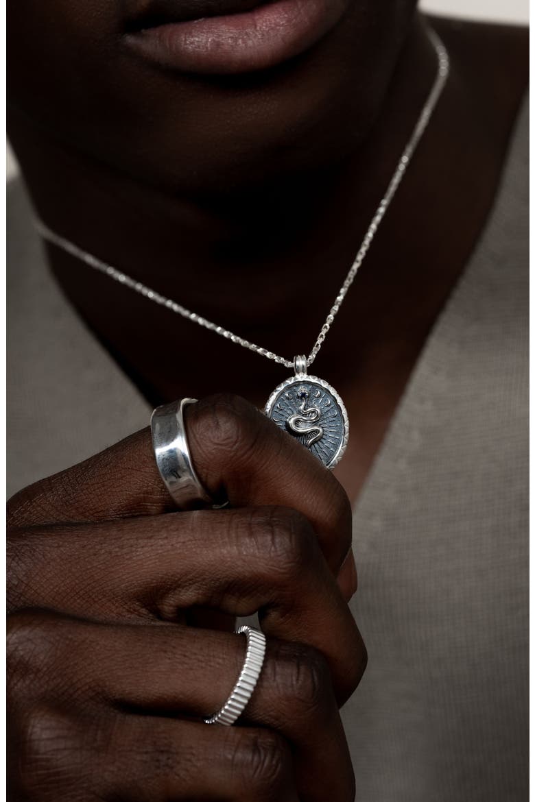 Men's Snake Talisman Necklace, Alternate, color, Sterling Silver