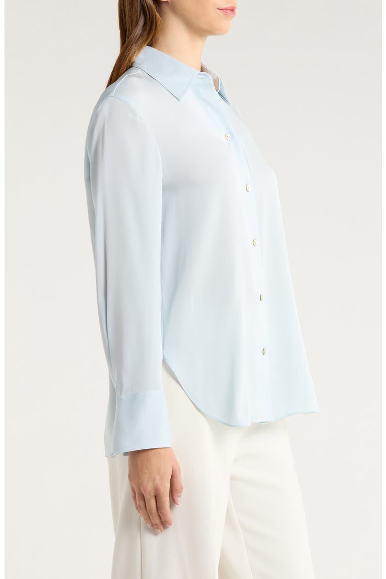 Stretch Silk Button-Up Shirt, Alternate, color, GLACIER