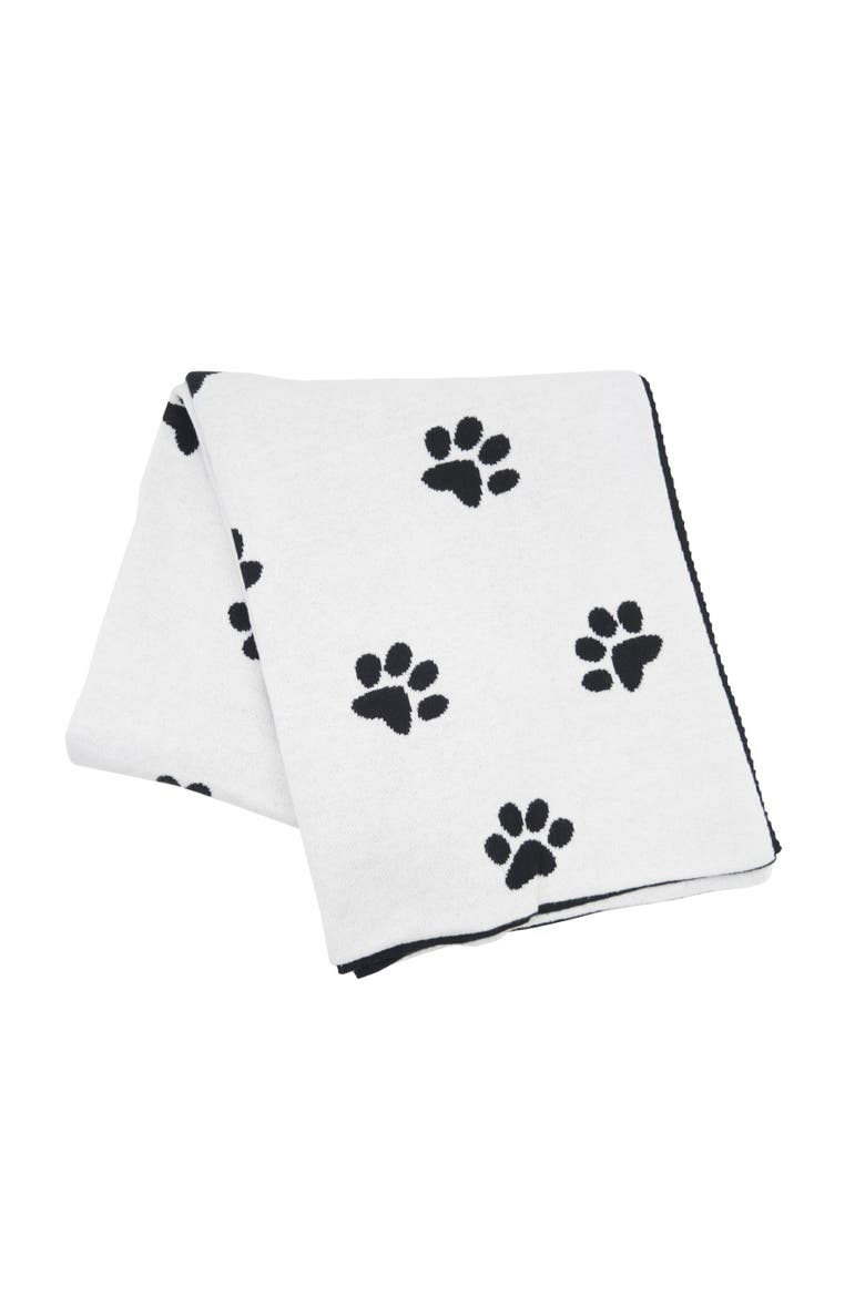 Paw Accent Throw Blanket, Alternate, color, Black